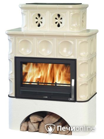 Печь-камин ABX Karelie (10кВт в воду), белый цоколь, песчаная в Анапе